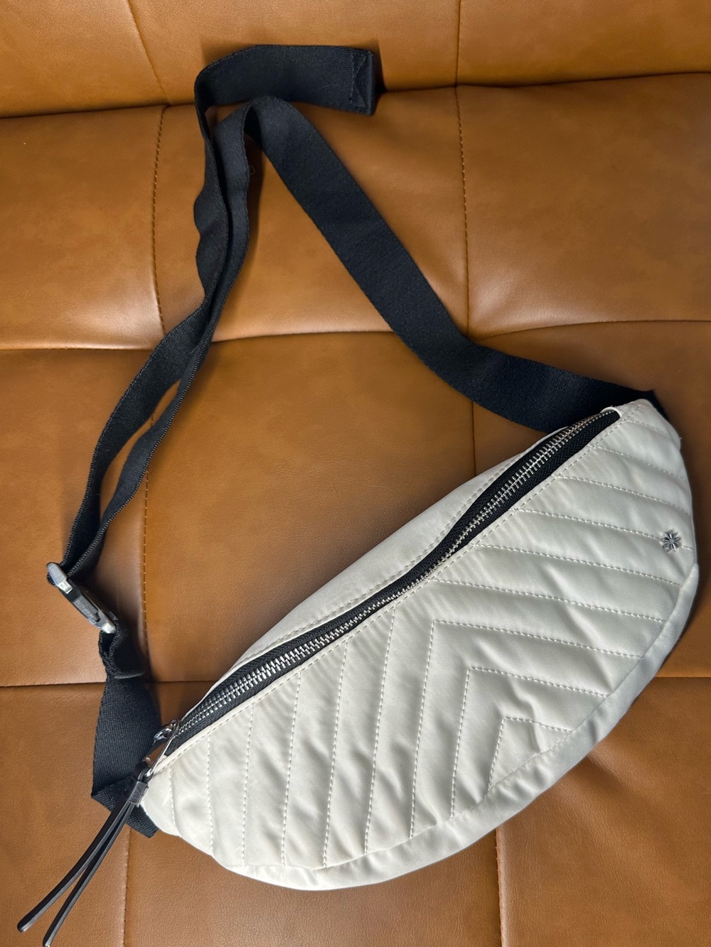 Athleta Power Of She Quilted Off White Crossbody Sling Bag